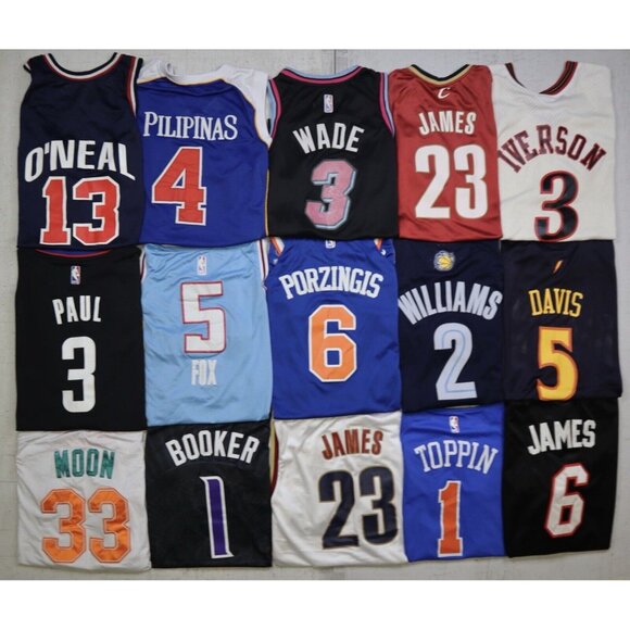 Wholesale NBA Jersey Lot of 15 Promo Reseller Mix Sizes Vintage Basketball Curry - Picture 1 of 16